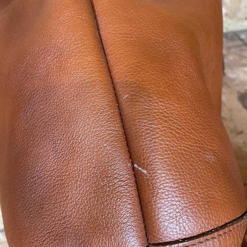 Madewell Bucket Bag Women Medium Cognac Brown Leather Drawstring Crossbody - Picture 14 of 16
